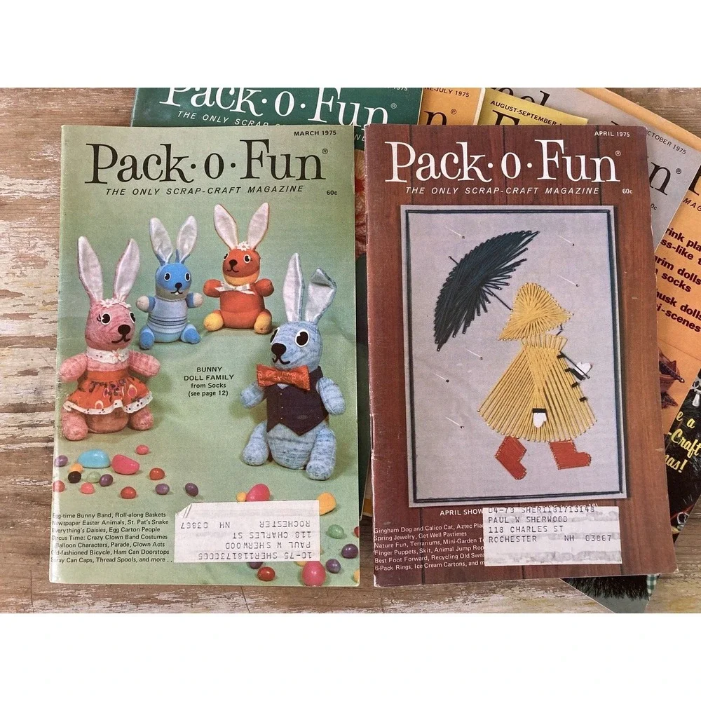 Vintage scrap craft magazines Pack O Fun entire year 1975 10 issues recycling